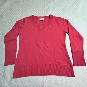 Soft Surroundings Pink 100% Cashmere V Neck Long Sleeve Sweater Size L